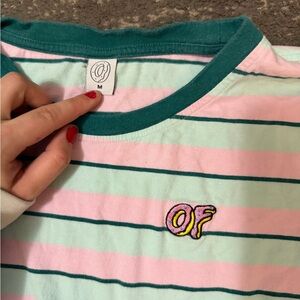Odd Future Pink and Teal Striped Tee